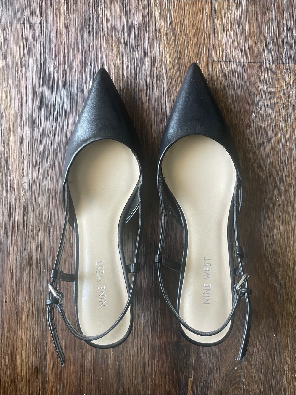 Nine West Women's Black Pointed Toe Slingback Heels
